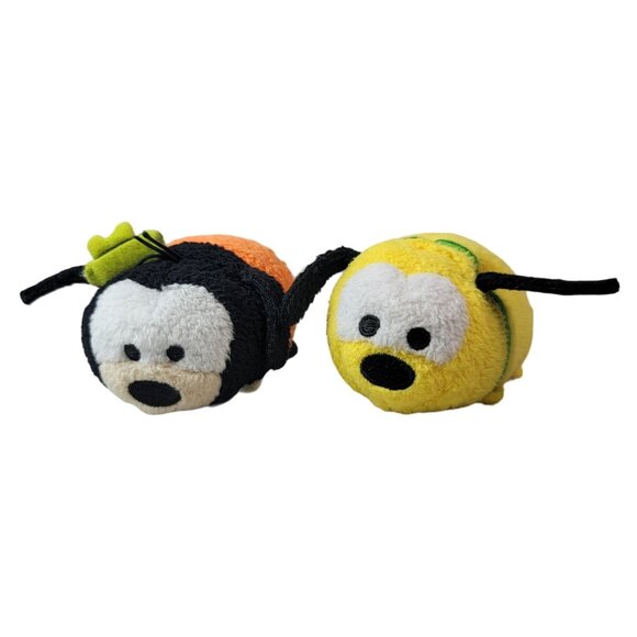 Disney Goofy Pluto Mini Plush Lot of 2 Stackable Embroidered Screen Tsum Tsum - Picture 1 of 7